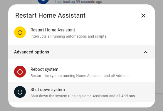 Image showing the shutdown dialog in the UI